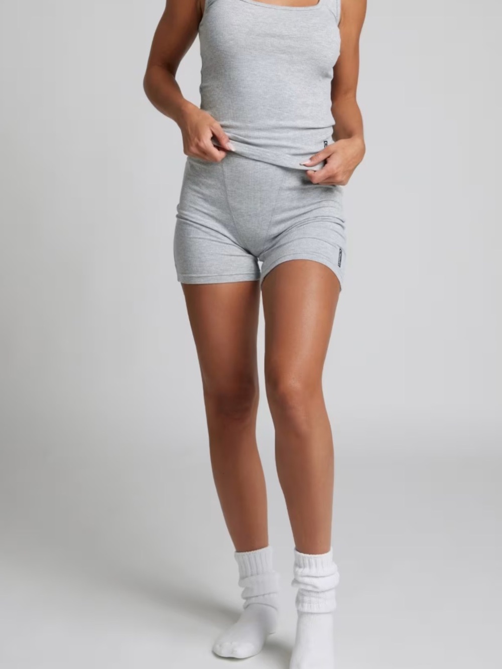 ❤️…  COMFRT Rib Contour Gray Bike Shorts - Comfortable Everyday Stretch